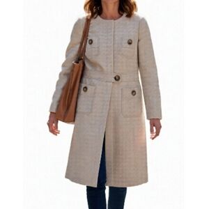 Boden Beige Peacoat Jacket Women's Size 6 Neutral Dress Coat Preppy Career New